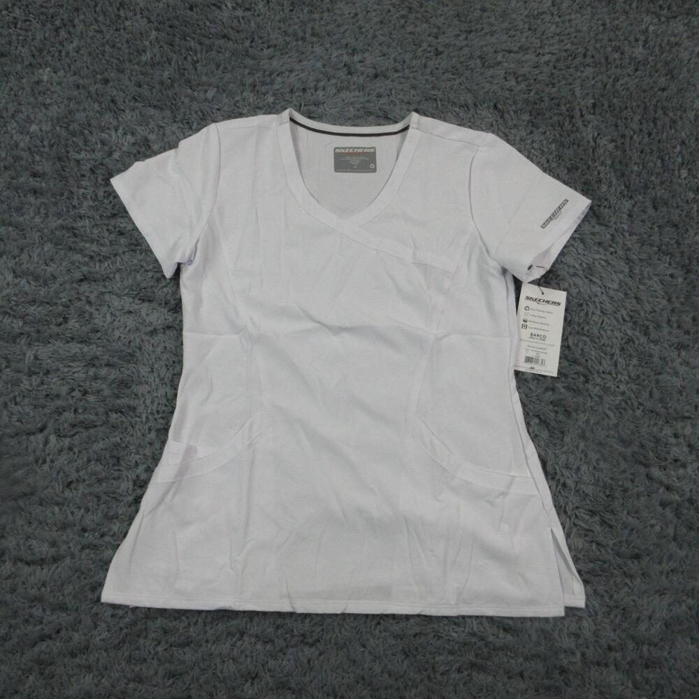Skechers Barco Shirt Womens Medium White Reliance Mock Wrap Scrub NWT